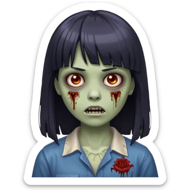 me faça uma garota zumbi de franja com cabelo médio liso sticker