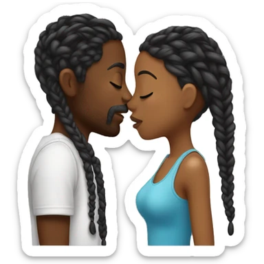 Black guy with braids kissing his girlfriend  sticker