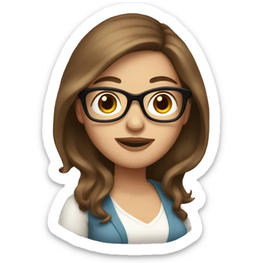 Pregnant White woman with long brown hair and glasses sticker