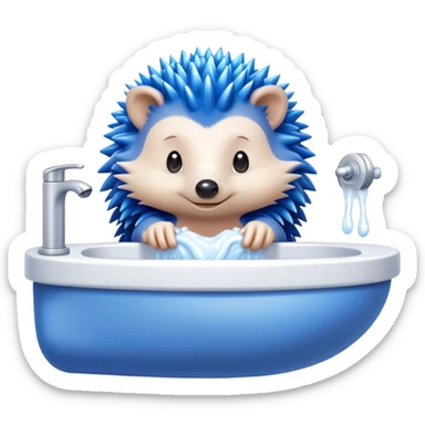 Blue cartoon hedgehog character and silver cartoon hedgehog character in a bathroom washing hands sticker