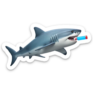 Shark with water gun sticker