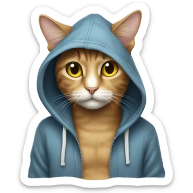 Cat wearing hoodie sticker