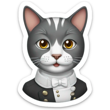 barber cat with mustache sticker