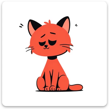 A cute sad red cat sticker