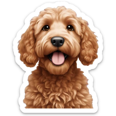 mini red goldendoodle sticker