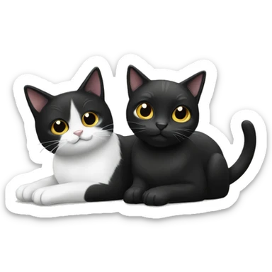 Black cat & black and white cat sticker