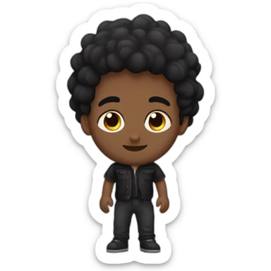 Chico con piel monera, pelo gis y negro, babarba oscura, baialando sticker