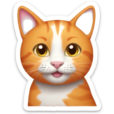 Orange cat with light pink hearts  sticker