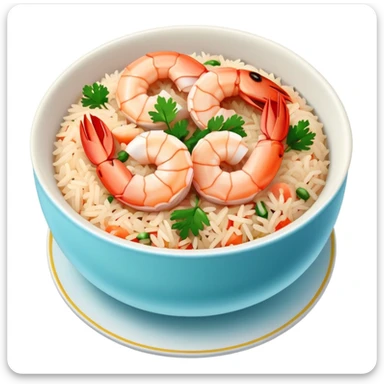 A plate of delicious seafood rice with prawns sticker