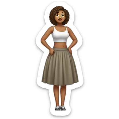 Full body Curvy girl in skirt lifts her scirt sticker