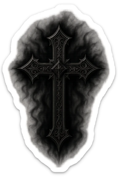 gothic style goth cross with a dark aura sticker