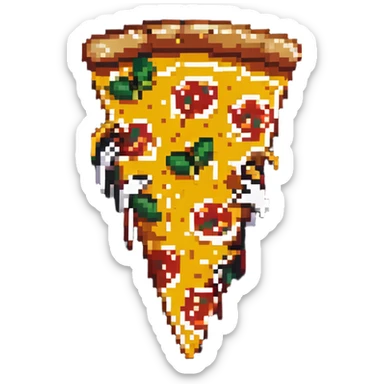 pizza slice with cheese stretching sticker