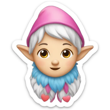 Cute gnome with hearts around them and on their eyes sticker