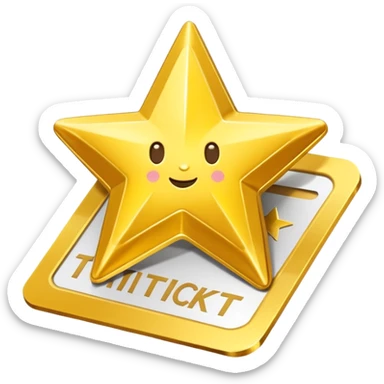 A cute 3D Stylized icon of Star Ticket Pass Icon sticker
