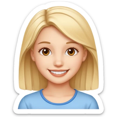 create the head okf the young pretty gitl in ios style smiling sticker