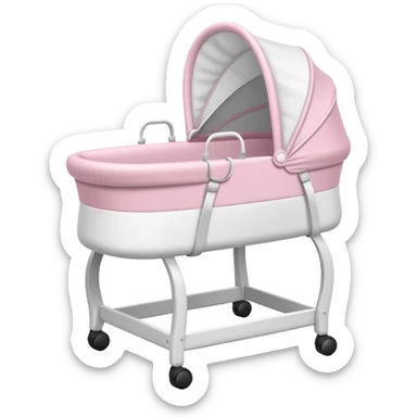 Whielte and light pink empty bassinet for a baby with white legs sticker