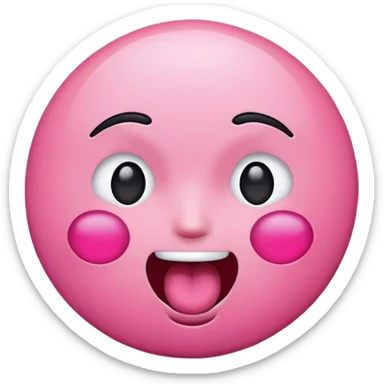tiktok emoji with pink face looking excited with mouth open and eyes shut sticker