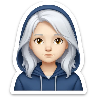 girl wear hoodie with British Longhair white hair sticker