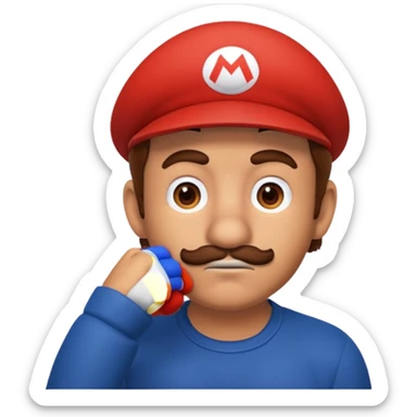only mario's head thinking with his hand on his chin sticker