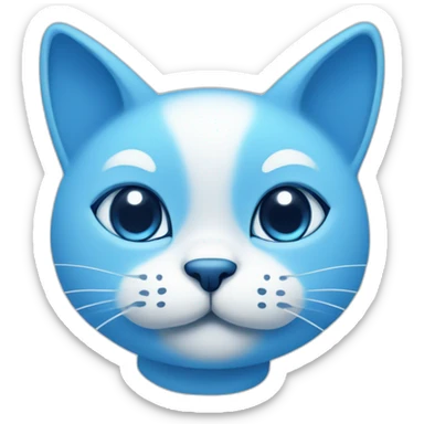 Blue simplistic sketch of a cute cat face sticker