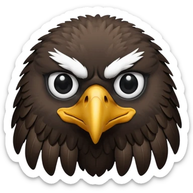 simple eagle emoji DOT eyes, only pupils, solid black , no iris, remove the white part of the eye sticker
