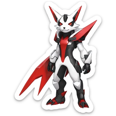  Cool Edgy Futuristic Black White Red Zangoose-Digimon-Mecha full body sticker