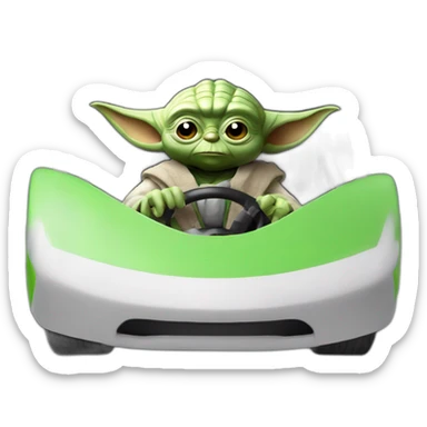 Yoda in a mario kart car sticker