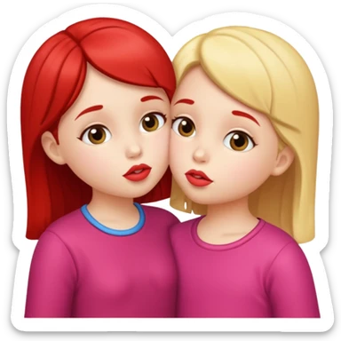 two little gals kissing on the lips sticker