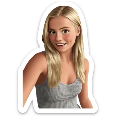 smiling girl against brick wall sticker