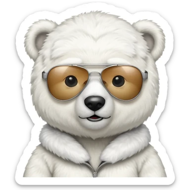 baby Polar bear with aviators sticker