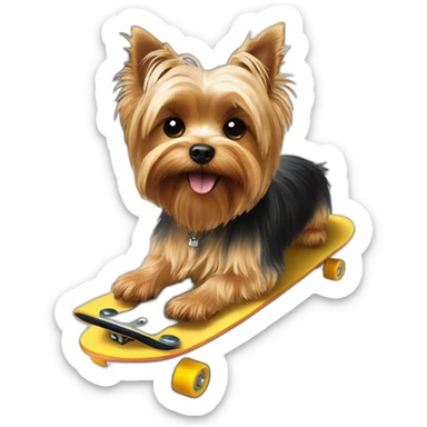 yorkie dog on skateboard sticker