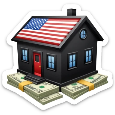 house with usa flag and money in floor sticker