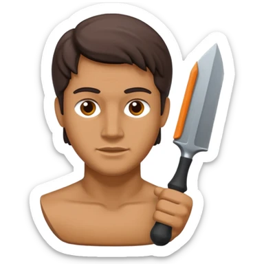 
half sculpture, with chisel, david sticker