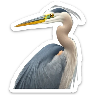 Heron with Yoann labeled fur sticker