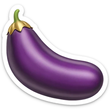 Eggplant from the side wearing a halo sticker