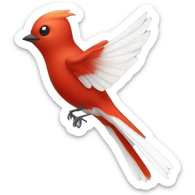 red male flycatcher bird flying with white accent feathers sticker