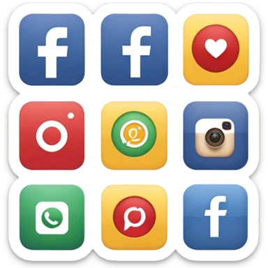 Socail media sauare emoji style icons 
Creat the quadrant with the logos of FB, X, Trustpilot, Instagram, Youtube, Linkedin sticker