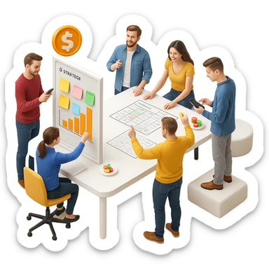 Add colorful sticky notes to the whiteboard in skeuomorphism style with a transparent background. The style should reflect skeuomorphism icon style with realistic shading and depth, maintaining the transparent background as requested. sticker