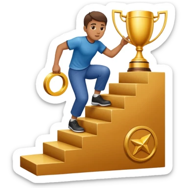 PERSONA SUBIENDO ESCALERA PARA ALCANZAR TROFEO sticker