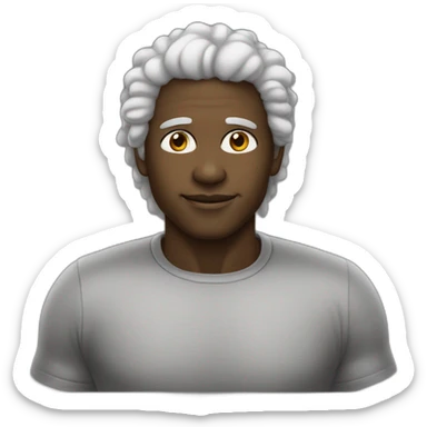 garoto de cabelo preto, pele branca, olhos grandes, boca grande e nariz grande sticker