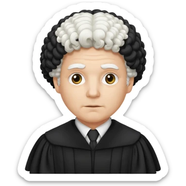 judge with white curly wig sticker