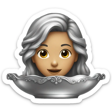 Young pirate girl lying on silver platter sticker