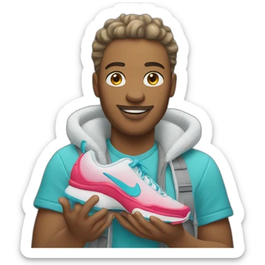 icy emoji holding nike sneakers in hand sticker