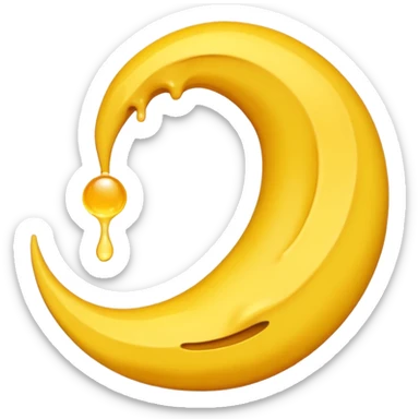 Melting waning crescent moon without any face and should in yellow colour sticker