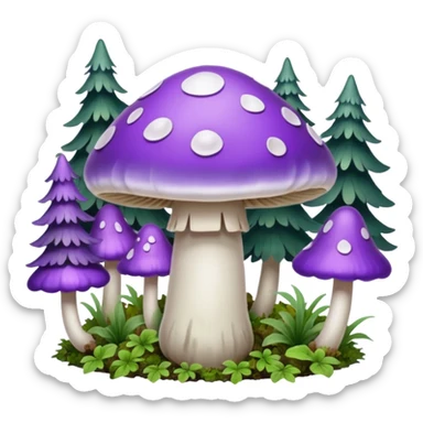 cogumelo fantasma fantasma roxo e branco sticker