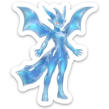 Shiny luminescent translucent diaphanous Diancie-Palkia-Amaura-Aurorus-Salamence-aesthetic-fusion sticker