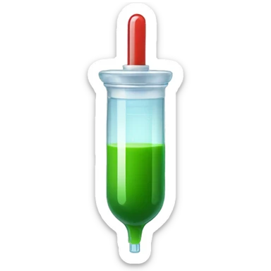 syringe with green juice sticker
