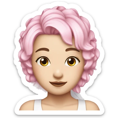 Beautiful, peony, fairy, white ong, light pink hair, big wings, fair skin sticker