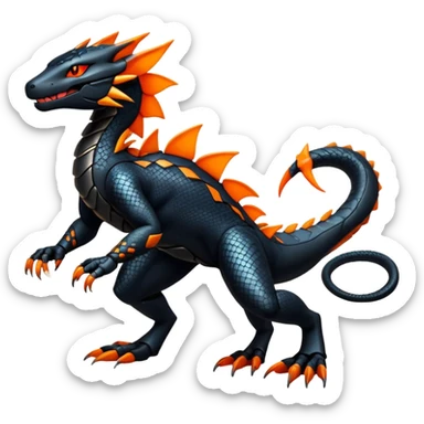 Modern Futuristic Scaly Cyber-Salandit-Litten-Hybrid (Full body) sticker