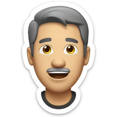 Middle aged man with dark short hair singing with his eyes closed sticker